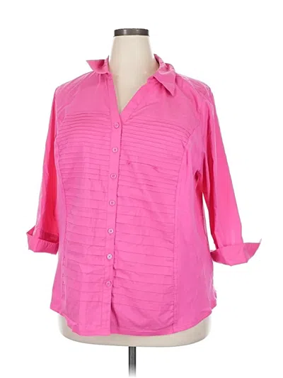 Pre-owned Cj Banks 3/4 Sleeve Button Down Shirt In Pink