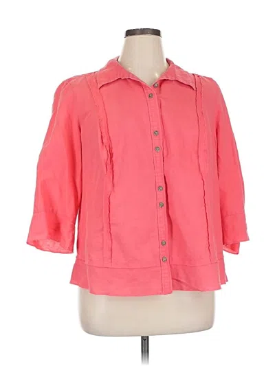 Pre-owned Cj Banks 3/4 Sleeve Button Down Shirt In Pink