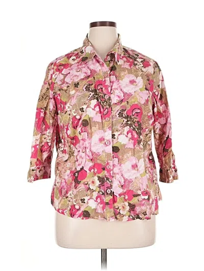 Pre-owned Cj Banks 3/4 Sleeve Button Down Shirt In Pink