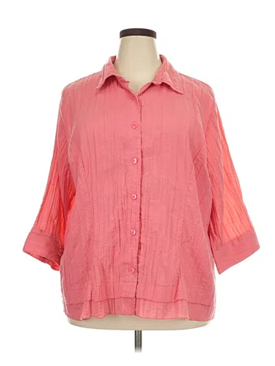 Pre-owned Cj Banks 3/4 Sleeve Button Down Shirt In Pink