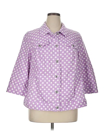 Pre-owned Cj Banks 3/4 Sleeve Button Down Shirt In Purple