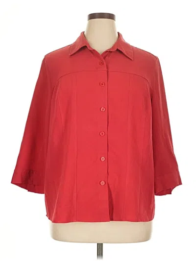 Pre-owned Cj Banks 3/4 Sleeve Button Down Shirt In Red