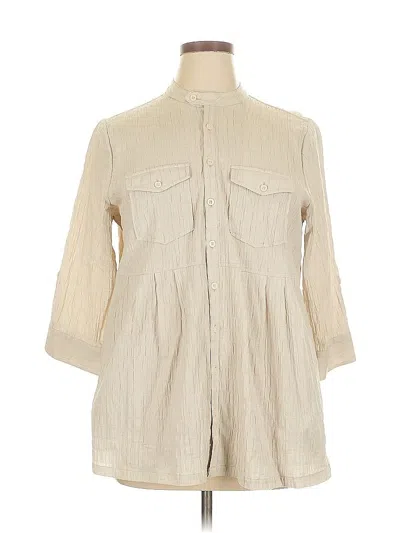 Pre-owned Cj Banks 3/4 Sleeve Button Down Shirt In White