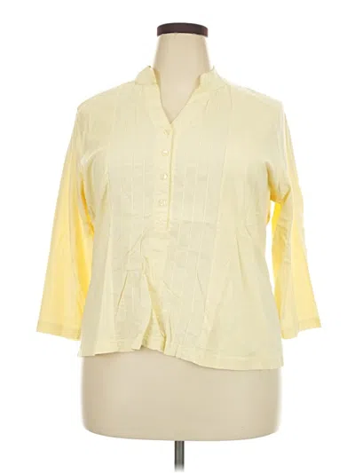 Pre-owned Cj Banks 3/4 Sleeve Button Down Shirt In Yellow