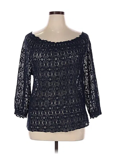 Pre-owned Cj Banks 3/4 Sleeve Top Black Boatneck Tops