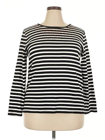 Pre-owned Cj Banks 3/4 Sleeve Top Black Boatneck Tops