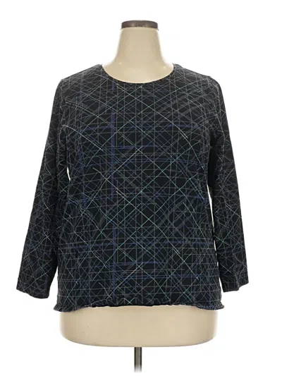 Pre-owned Cj Banks 3/4 Sleeve Top Black Square Neckline Tops
