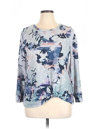 Pre-owned Cj Banks 3/4 Sleeve Top Blue Boatneck Tops