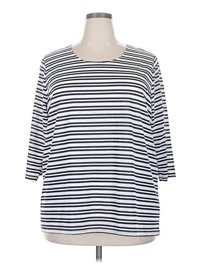 Pre-owned Cj Banks 3/4 Sleeve Top Blue Boatneck Tops