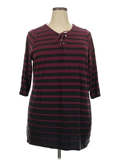 Pre-owned Cj Banks 3/4 Sleeve Top Burgundy Crew Neck Tops