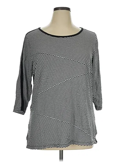 Pre-owned Cj Banks 3/4 Sleeve Top Gray Boatneck Tops