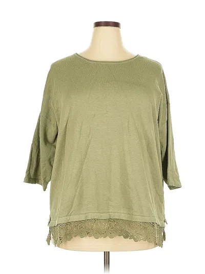 Pre-owned Cj Banks 3/4 Sleeve Top Green Boatneck Tops