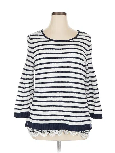 Pre-owned Cj Banks 3/4 Sleeve Top White Boatneck Tops