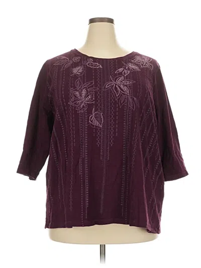 Pre-owned Cj Banks 3/4 Sleeve T-shirt In Burgundy