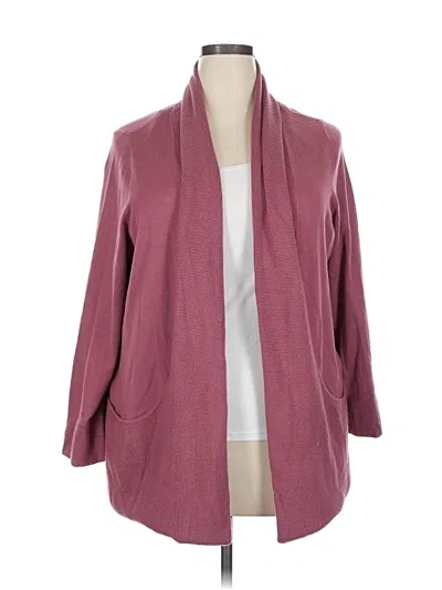 Pre-owned Cj Banks Cardigan Sweater In Burgundy