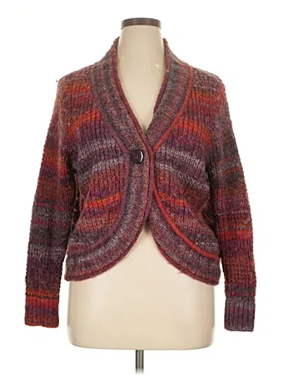 Pre-owned Cj Banks Cardigan Sweater In Burgundy
