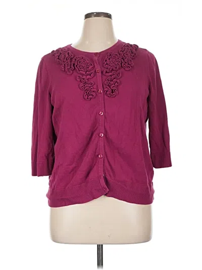 Pre-owned Cj Banks Cardigan Sweater In Burgundy