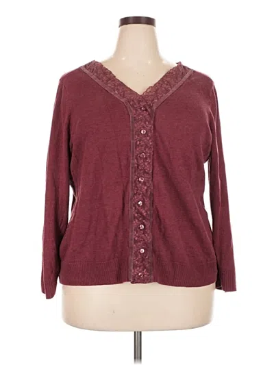 Pre-owned Cj Banks Cardigan Sweater In Burgundy