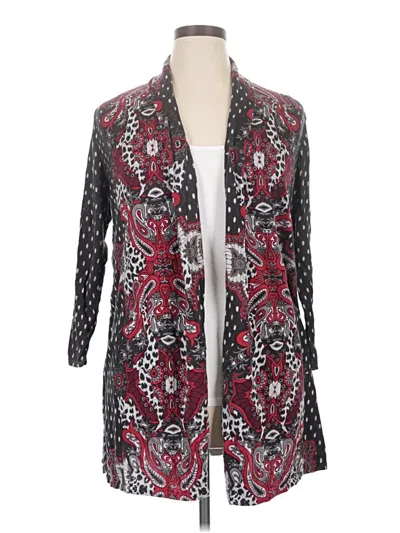 Pre-owned Cj Banks Cardigan Sweater In Burgundy