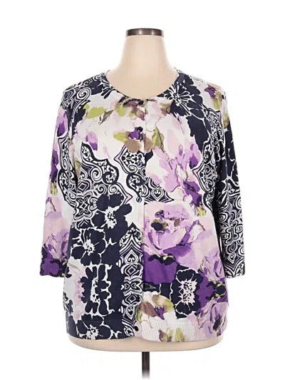 Pre-owned Cj Banks Cardigan Sweater In Purple