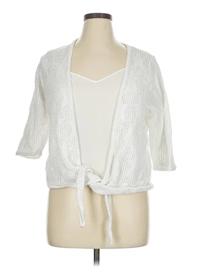Pre-owned Cj Banks Cardigan Sweater In Silver