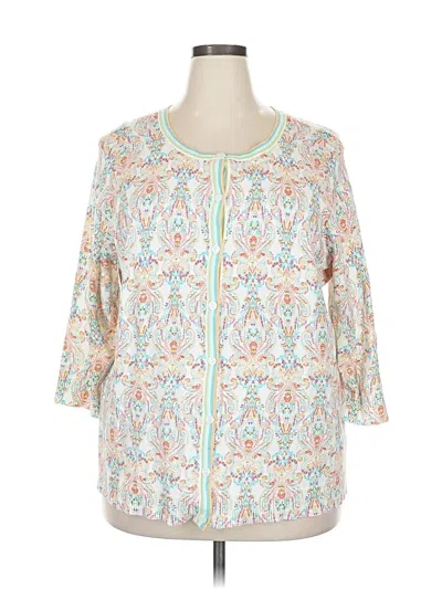 Pre-owned Cj Banks Cardigan Sweater In White