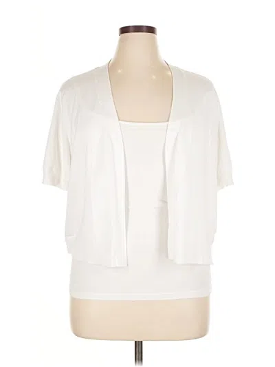 Pre-owned Cj Banks Cardigan Sweater In White