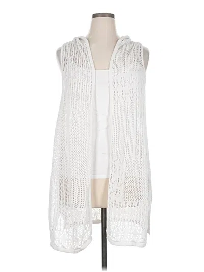 Pre-owned Cj Banks Cardigan Sweater In White