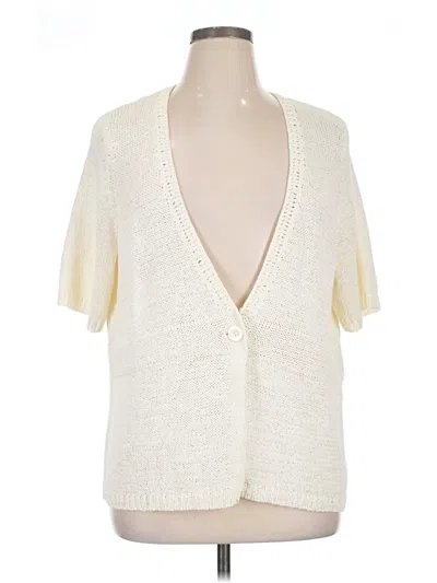 Pre-owned Cj Banks Cardigan Sweater In White