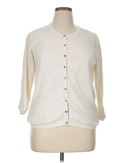 Pre-owned Cj Banks Cardigan Sweater In White