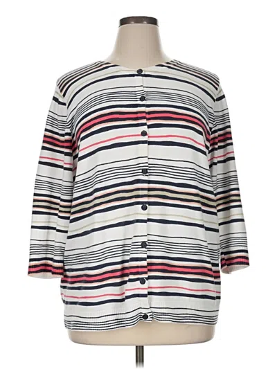 Pre-owned Cj Banks Cardigan Sweater In White