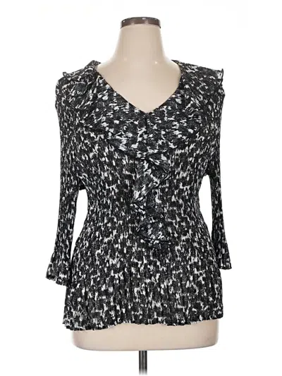 Pre-owned Cj Banks Long Sleeve Blouse In Black