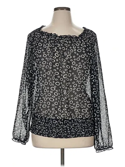 Pre-owned Cj Banks Long Sleeve Blouse In Black