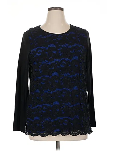 Pre-owned Cj Banks Long Sleeve Blouse In Black