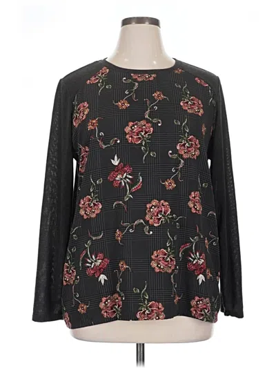 Pre-owned Cj Banks Long Sleeve Blouse In Black