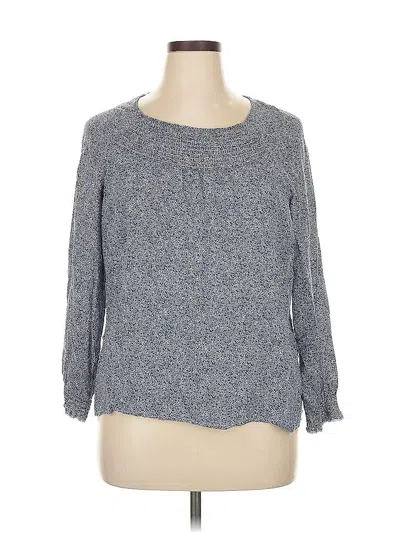 Pre-owned Cj Banks Long Sleeve Blouse In Blue