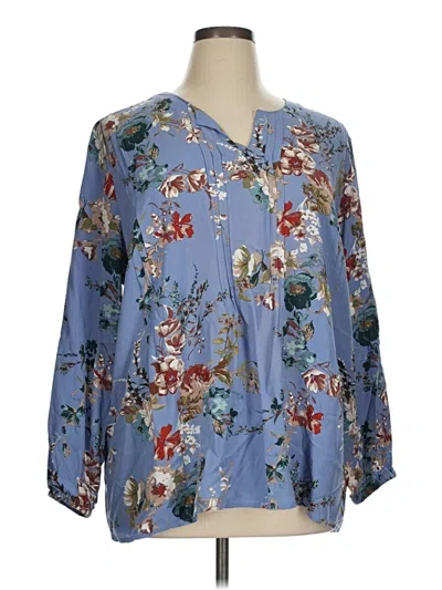 Pre-owned Cj Banks Long Sleeve Blouse In Blue