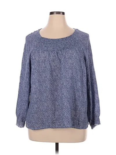 Pre-owned Cj Banks Long Sleeve Blouse In Blue