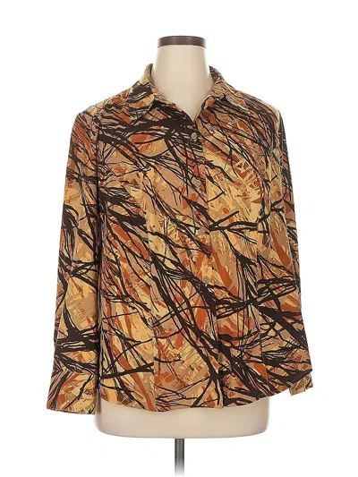 Pre-owned Cj Banks Long Sleeve Blouse In Brown