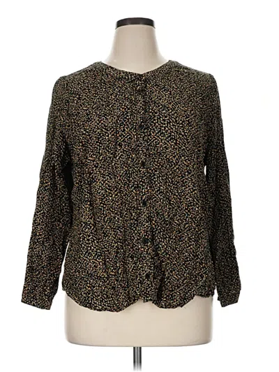 Pre-owned Cj Banks Long Sleeve Blouse In Brown