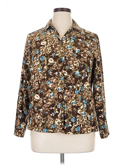 Pre-owned Cj Banks Long Sleeve Blouse In Brown