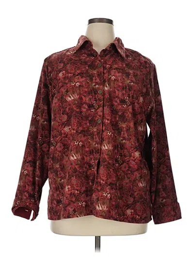 Pre-owned Cj Banks Long Sleeve Blouse In Burgundy