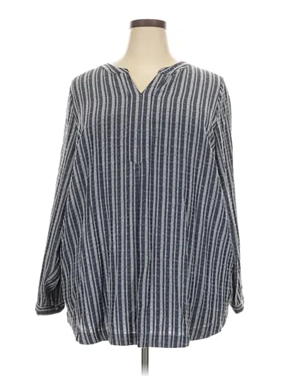 Pre-owned Cj Banks Long Sleeve Blouse In Gray