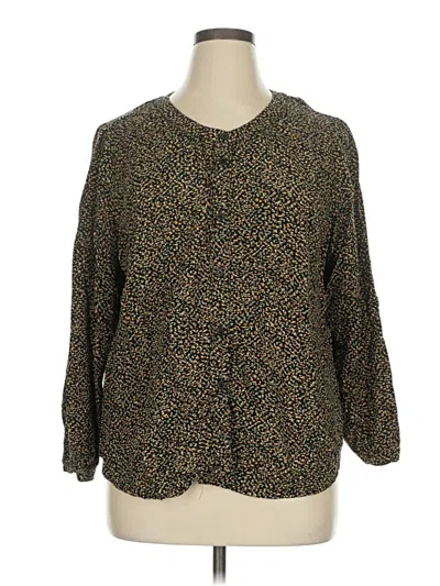 Pre-owned Cj Banks Long Sleeve Blouse In Green