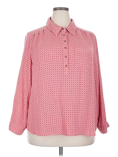 Pre-owned Cj Banks Long Sleeve Blouse In Pink