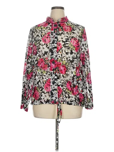 Pre-owned Cj Banks Long Sleeve Blouse In Pink