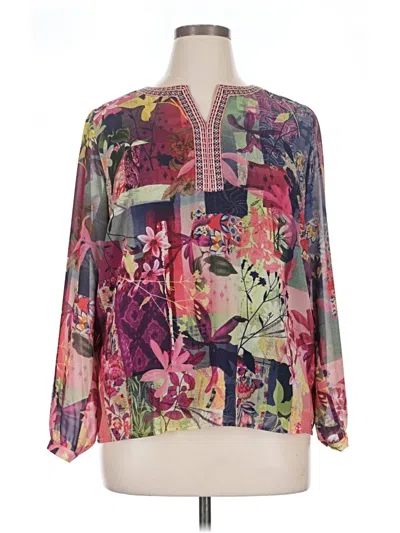 Pre-owned Cj Banks Long Sleeve Blouse In Pink