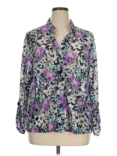 Pre-owned Cj Banks Long Sleeve Blouse In Purple