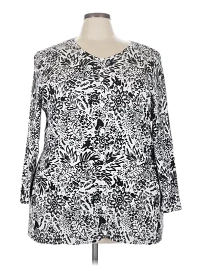 Pre-owned Cj Banks Long Sleeve Blouse In Silver