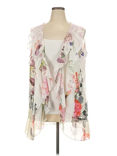 Pre-owned Cj Banks Long Sleeve Blouse In White